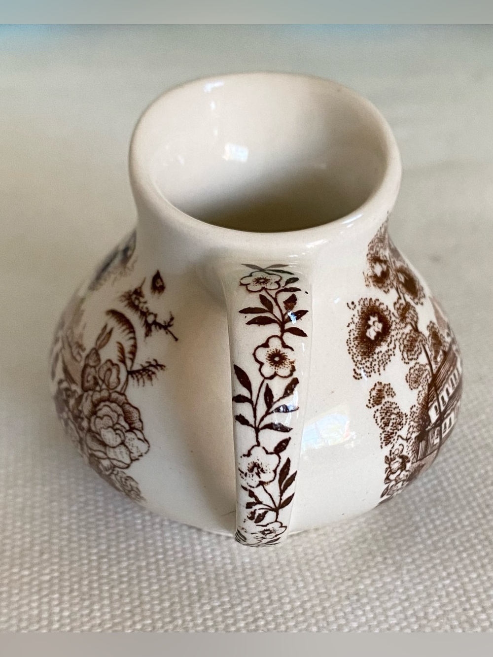 VTG Royal Crownford Staffordshire Brown Ironstone Creamer Mini Pitcher England - Picture 3 of 5
